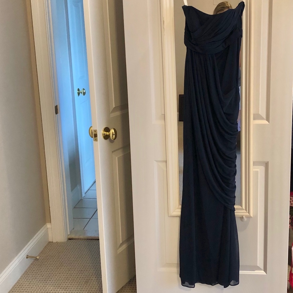 David’s bridal strapless mesh gown in Marine